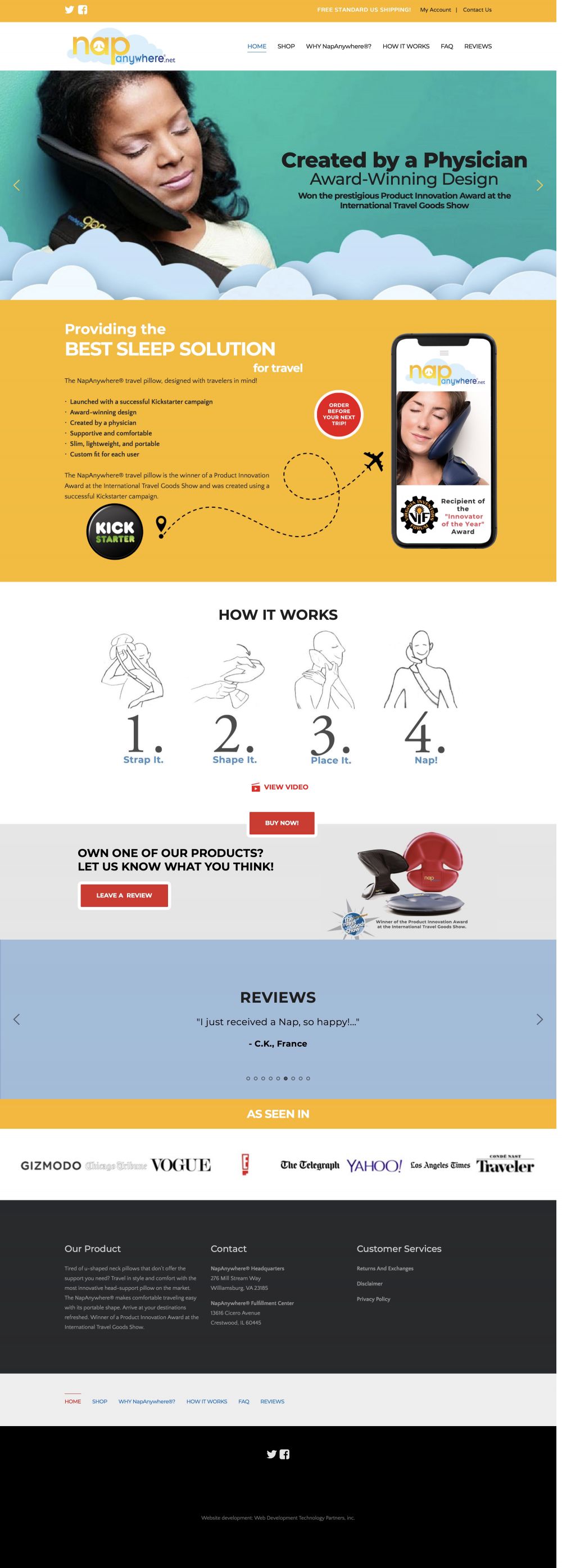 NapAnywhere Travel Pillow